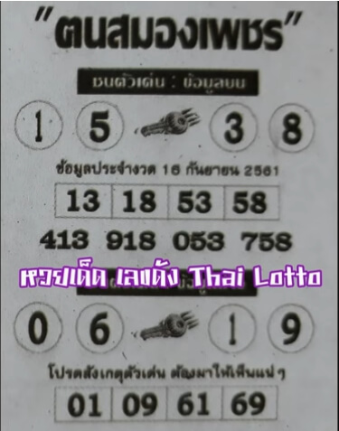 เลขเด็ดฅนสมองเพชร16/9/61