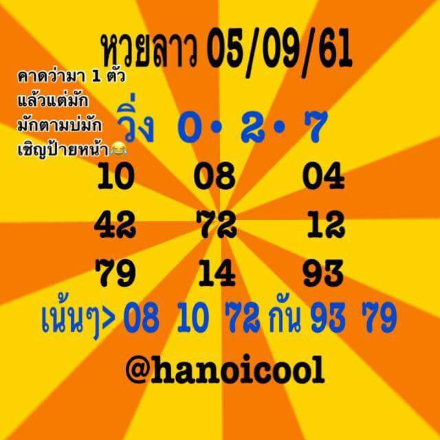 รวมชุดหวยลาว5/9/61 8