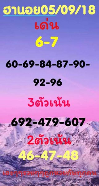 สูตร หวยฮานอย 5/9/61