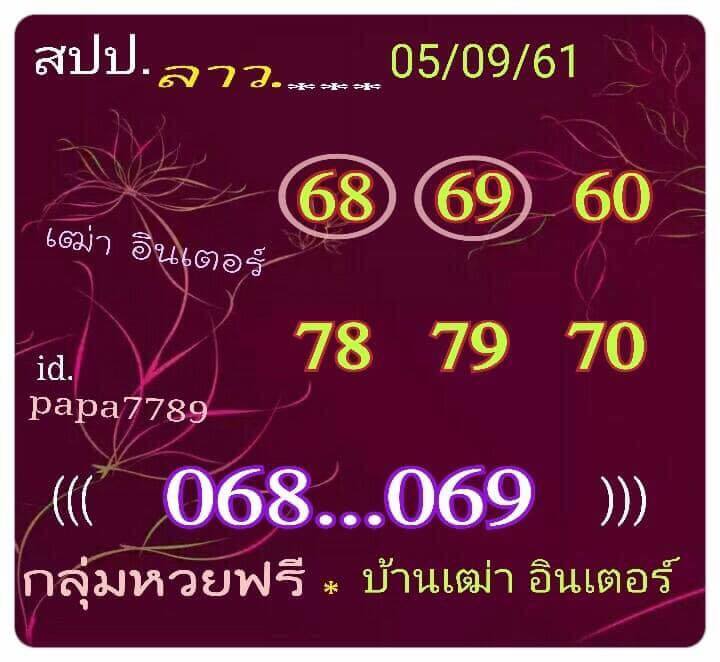 รวมชุดหวยลาว5/9/61 5