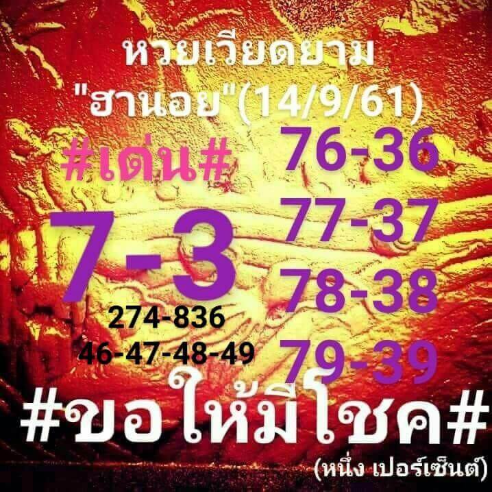 รวมชุดหวยฮานอยเด็ดๆ14/9/61