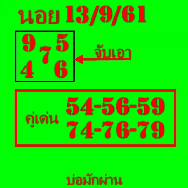 คำนวณสูตรหวยฮานอย 13/9/61