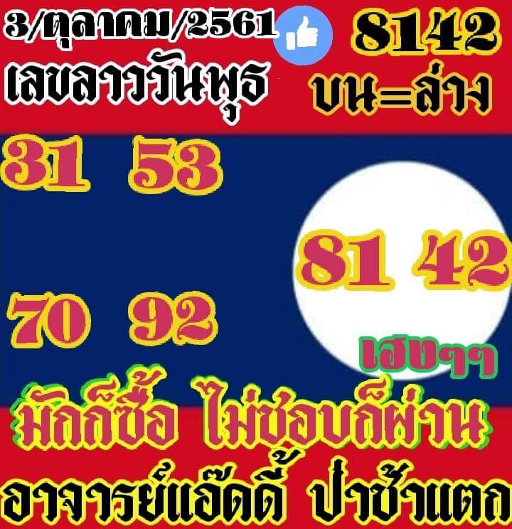 รวมชุดเลขเด็ดหวยลาว3/10/61 4