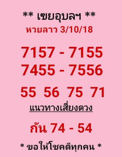 รวมชุดเลขเด็ดหวยลาว3/10/61 3 