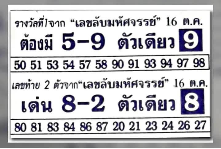 เลขลับมหัศจรรย์16/10/61