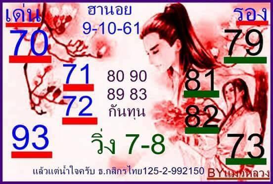 หวยฮานอยเด็ดๆ9/10/61 