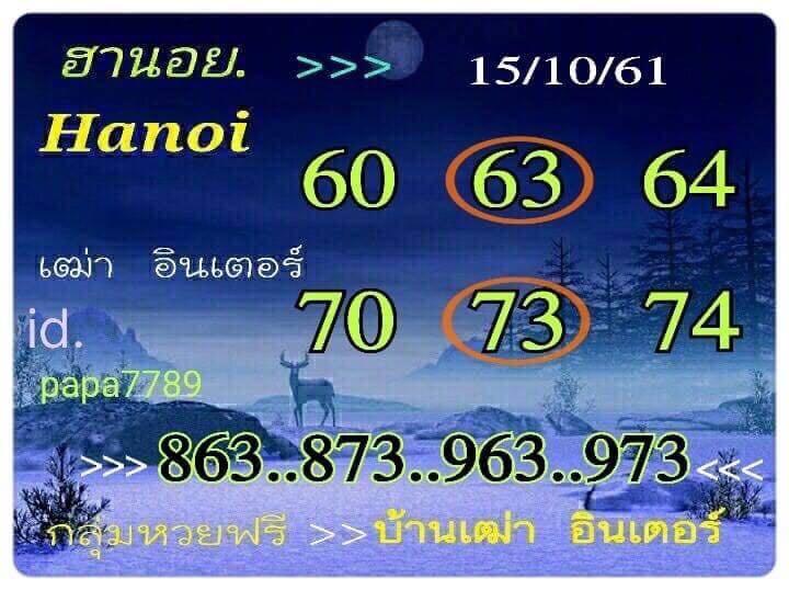 หวยฮานอยเด่นๆ 15/10/61