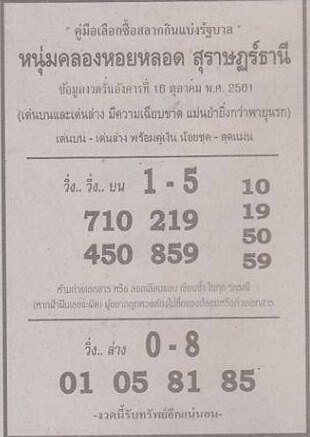 หวยซอง หนุ่มคลองหอยหลอด สุราษฏร์ธานี 16/10/61