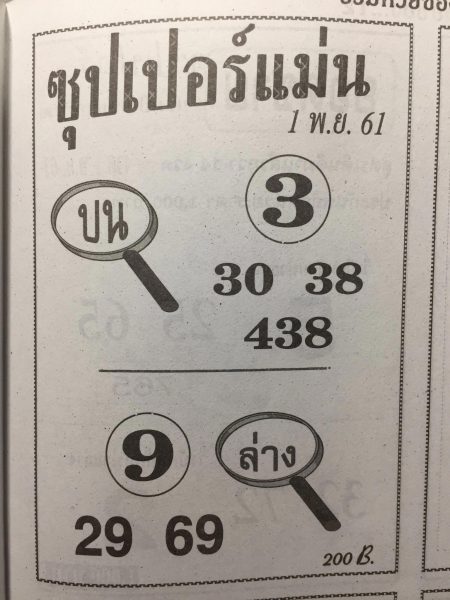 หวยซุปเปอร์แม่น1/11/61