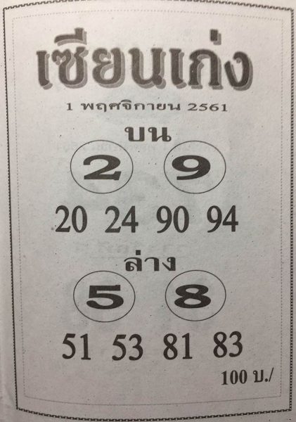 หวยเซียนเก่ง1/11/61