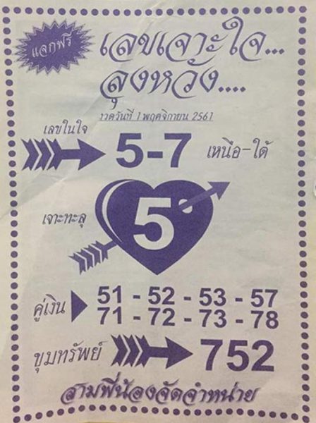 เลขเจาะใจลุงหวัง 1/11/61