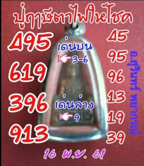 หวยปู่ฤษีตาไฟให้โชค16/11/61