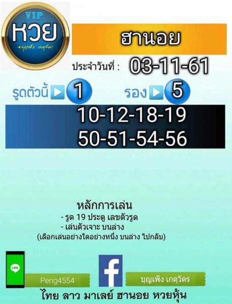 หวย ฮานอย วัน นี้ ออก ตัว ไหน ล่าสุด 3/11/61