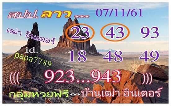 หวยลาวเด็ดๆ7/11/61 8