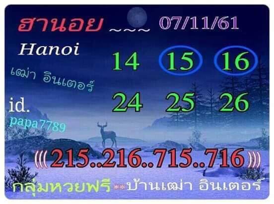 หวยฮานอยวันนี้ออกตัวไหน7/11/61