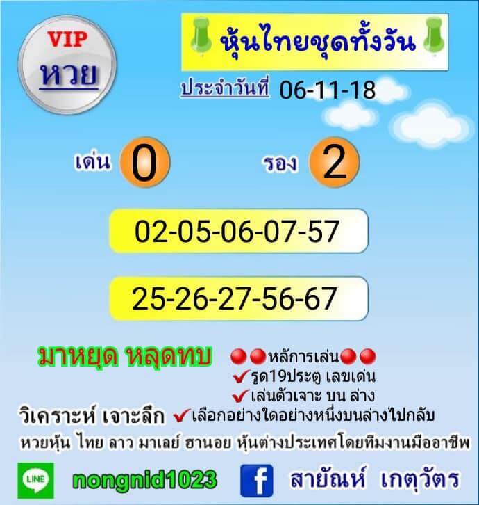 หวยหุ้นชุดทั้งวัน6/11/61 1