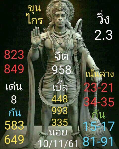 หวยฮานอยย้อนหลัง 10/11/61