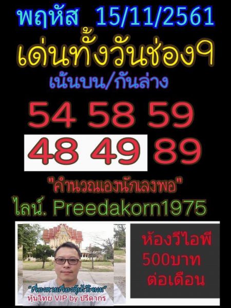 หวยหุ้นเด่นวันนี้15/11/61 7