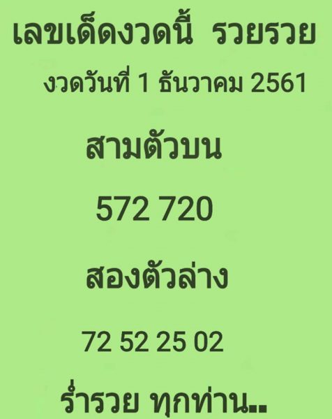 เลขเด็ดงวดนี้1/12/61