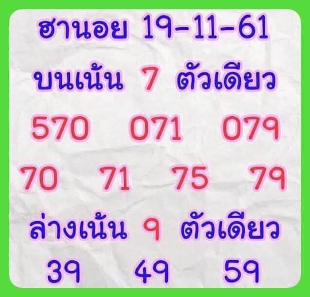 หวยฮานอย19/11/61