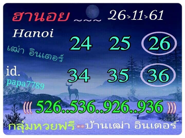  หวย ฮานอย วัน นี้ ออก ตัว ไหน ล่าสุด 26/11/61