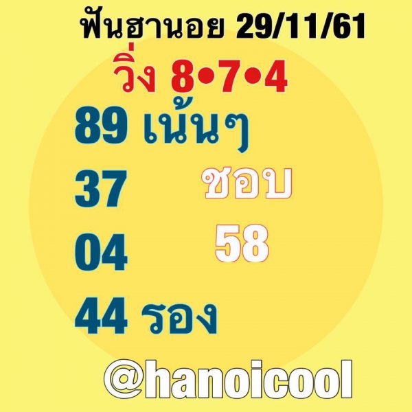 หวยฮานอยเวียดนามมาแบ่งปันฟรี29/11/61