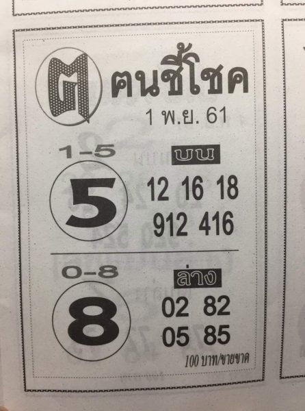 หวยฅนชี้โชค1/11/61