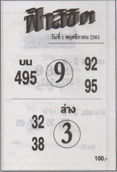 หวยฟ้าลิขิต1/11/61