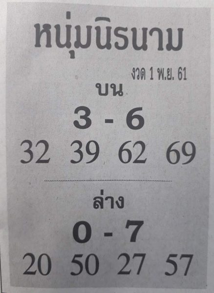 หวยหนุ่มนิรนาม1/11/61