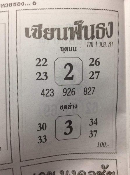 หวยเซียนฟันธง1/11/61