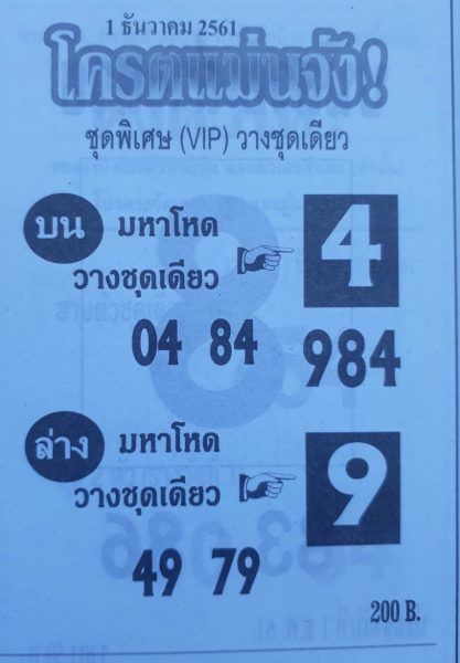 หวยโคตรแม่นจัง1/12/61