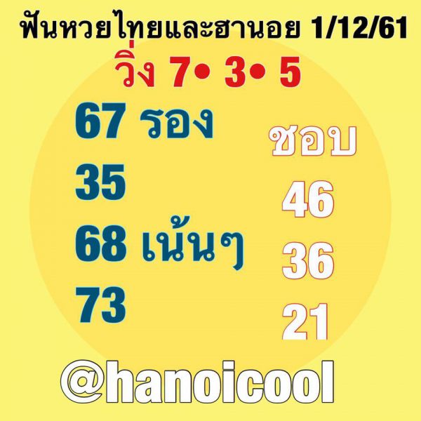 แจก สูตร หวย ฮานอย 1/12/61