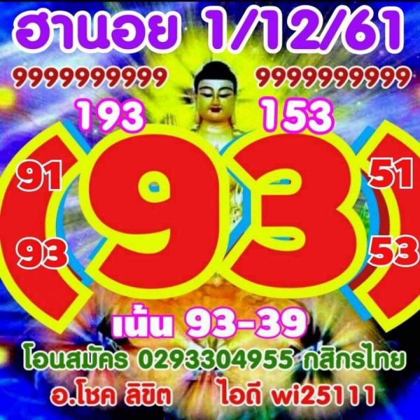 หวยฮานอยพารวย 1/12/61