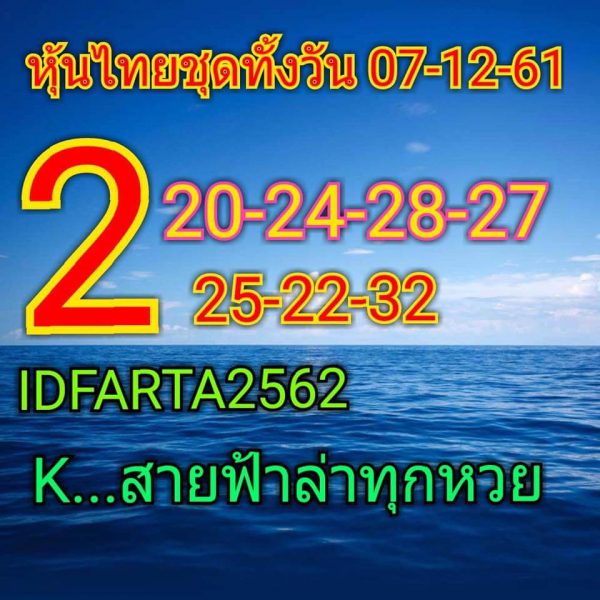 หวยหุ้นวันนี้ 7/12/61