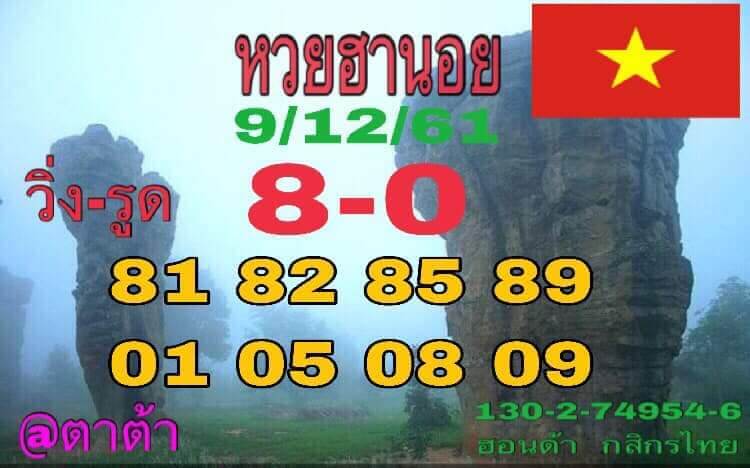 หวยฮานอยวันนี้ออกตัวไหน 9/12/61