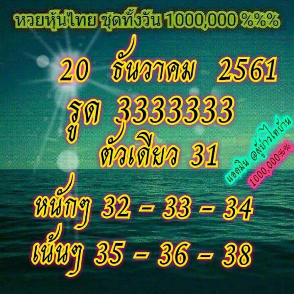 หวยหุ้นแม่นทุกรอบฟรี 20/12/61