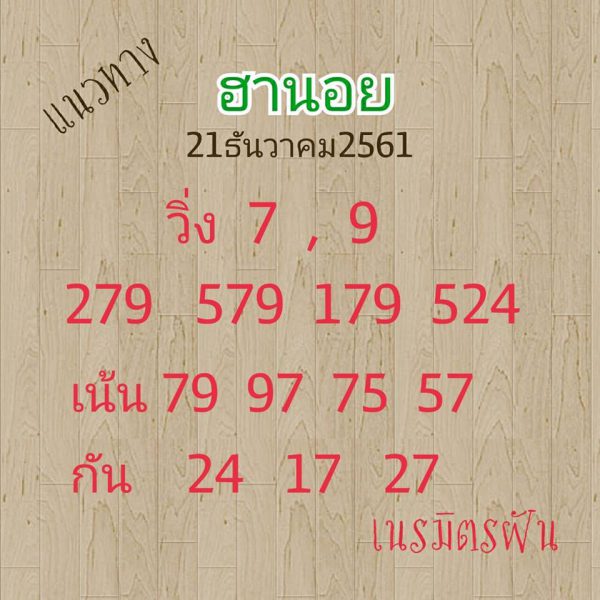 หวย ฮานอย วัน นี้ ออก ตัว ไหน ล่าสุด 21/12/61