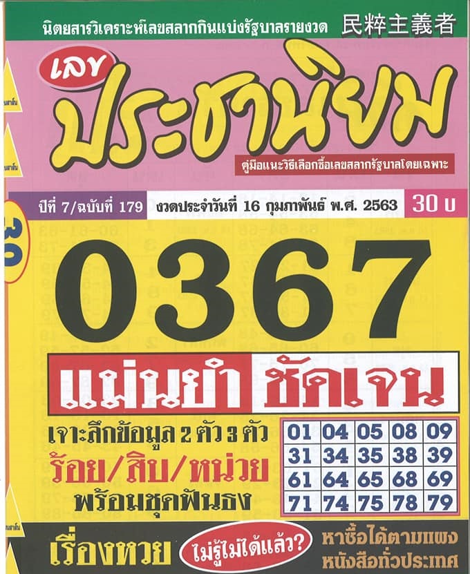 หวยประชานิยม 16/2/63