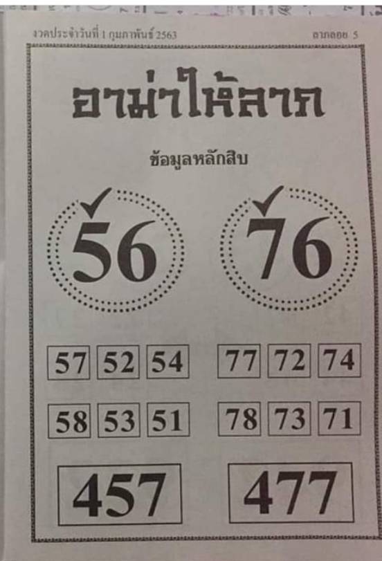 หวยอาม่าให้ลาภ 1/2/63