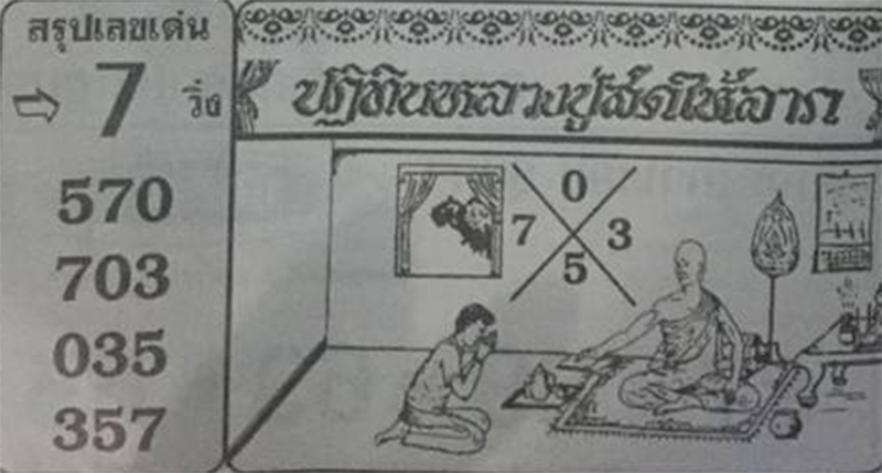 หวยปฏิทินหลวงปู่สดให้ลาภ 1/11/61