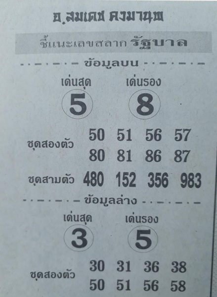 เลขสลากรัฐบบาล1/11/61