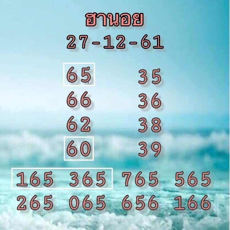 หวยฮานอยวันนี้ออกตัวไหน 27/12/61