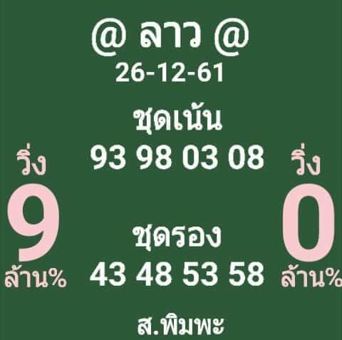 หวยลาววันนี้26/12/61