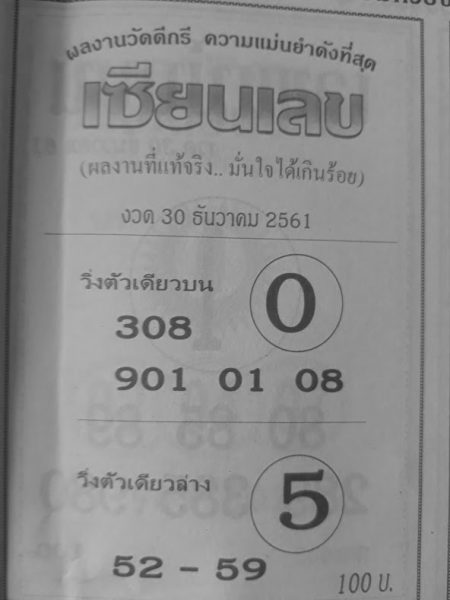 หวยเซียนเลขเด็ด 30/12/61