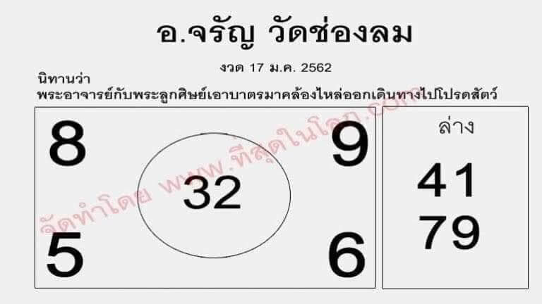 หวย อ.จรัญ 17/01/61