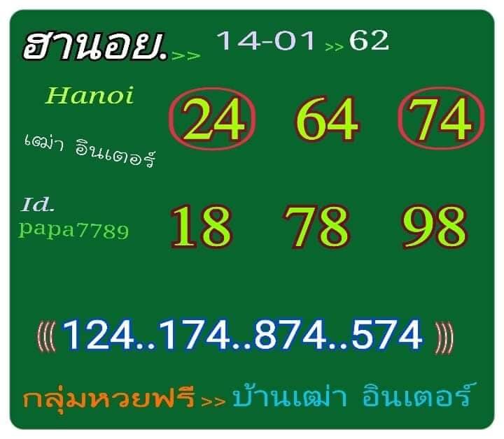 หวยลาวฮานอยวันนี้ออกอะไร 14/1/62