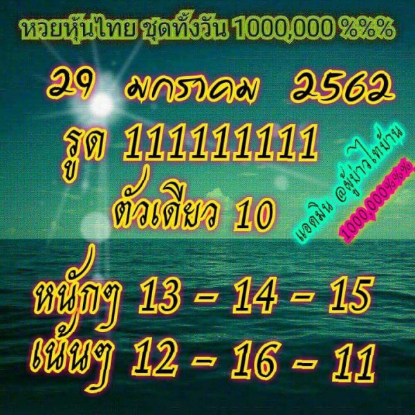 หวยหุ้น 29/1/62