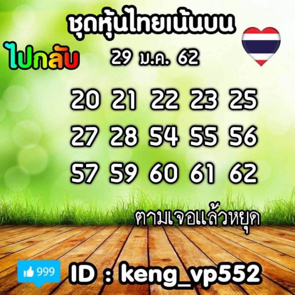 หวยหุ้นวันนี้ หวยหุ้น 29/1/62