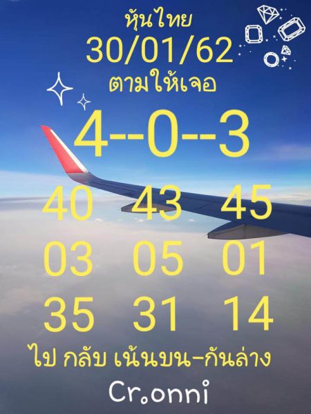 หวยหุ้นวันนี้ หวยหุ้น 30/1/62