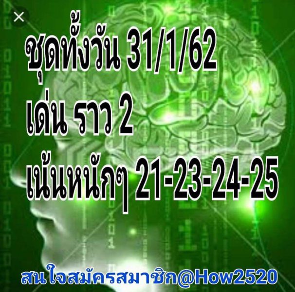 หวยหุ้นแม่น หวยหุ้นวันนี้ 31/1/62